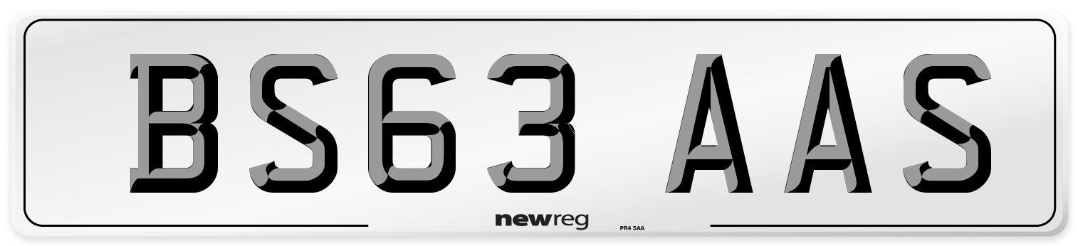 BS63 AAS Number Plate from New Reg